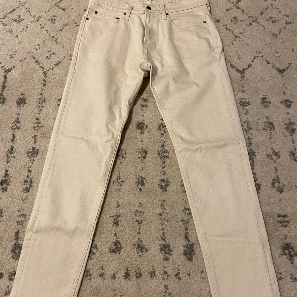 Off White Skinny Taper Jeans